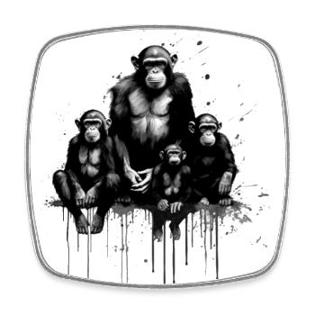 Famille des singes Graffity - Magnet carré - blanc - Devant