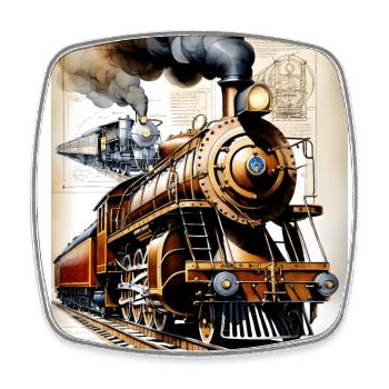 Train #1 - Square fridge magnet - white - Front