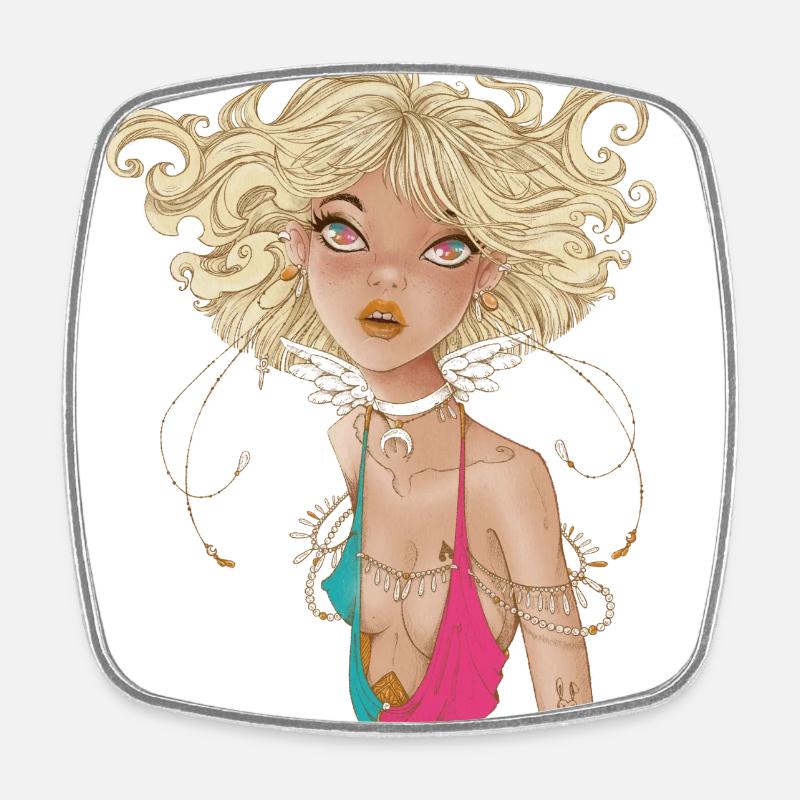 Angelic gaze - Square fridge magnet - white