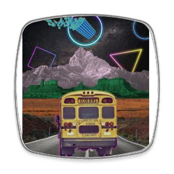 Bus-Collage-Poster - Viereckiger Kühlschrankmagnet - Weiß - Vorne