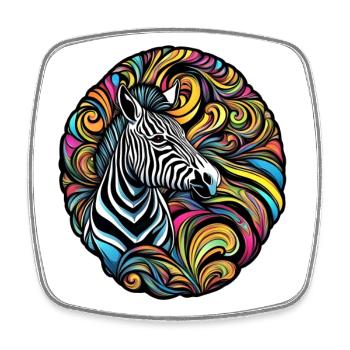 Zebra mit weißem Rand - Viereckiger Kühlschrankmagnet - Weiß - Vorne