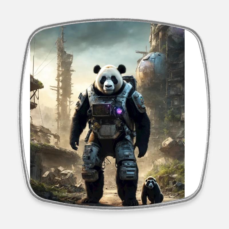 Panda from the future - Square fridge magnet - white