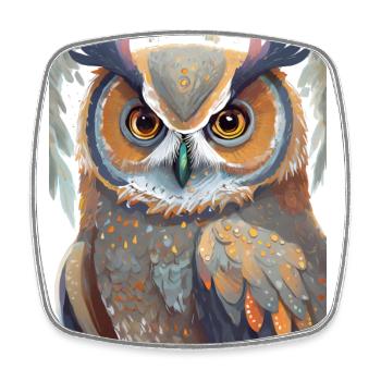 Owl - Square fridge magnet - white - Front