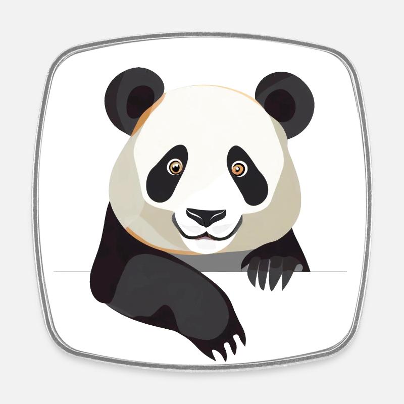 Panda mignon - Magnet carré - blanc