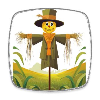 Scarecrow in a field - Square fridge magnet - white - Front