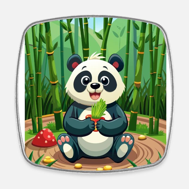 Panda mignon - Illustré - Magnet carré - blanc