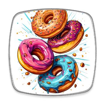 Fliegende Donuts - Viereckiger Kühlschrankmagnet - Weiß - Vorne