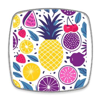 Pineapple and other tropical fruits - Square fridge magnet - white - Front