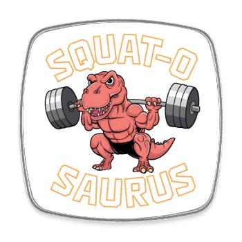 Squat-O Saurus - Viereckiger Kühlschrankmagnet - Weiß - Vorne
