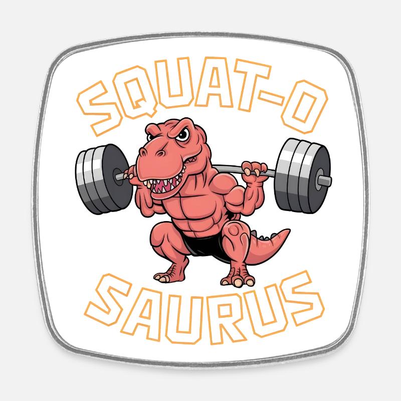 Squat-O Saurus - Viereckiger Kühlschrankmagnet - Weiß