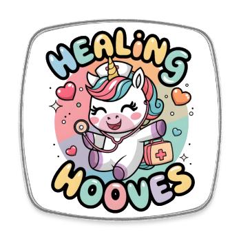 Healing Hooves - Square fridge magnet - white - Front