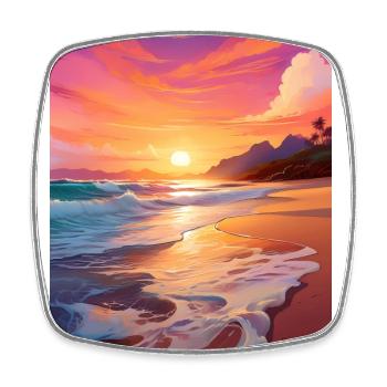 Romantic sunset by the sea - Square fridge magnet - white - Front