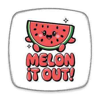 Melon It Out! - Square fridge magnet - white - Front