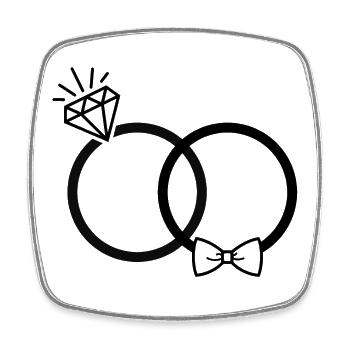 Bagues de mariage Bague papillon diamant Couple SW - Magnet carré - blanc - Devant