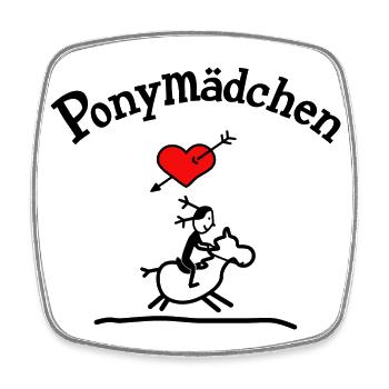 Pony Mädchen Ponyreiten - Viereckiger Kühlschrankmagnet - Weiß - Vorne