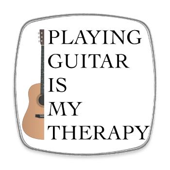 Guitare - Jouer de la guitare est ma thérapie - Magnet carré - blanc - Devant