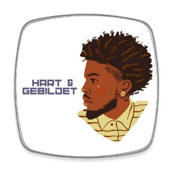 noir fier design dur + homme éduqué afro - Magnet carré - blanc - Devant