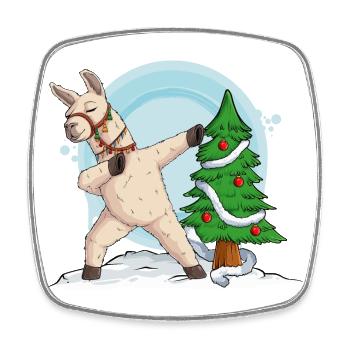 Świateczna DAB Lama - T-Shirts für Kinder - Viereckiger Kühlschrankmagnet - Weiß - Vorne