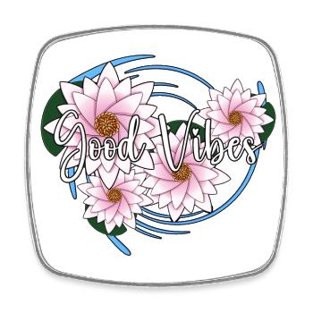 Good Vibes - Lotus Version - Viereckiger Kühlschrankmagnet - Weiß - Vorne