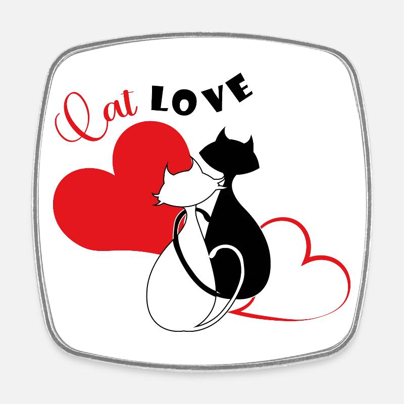 Amour du chat - Magnet carré - blanc