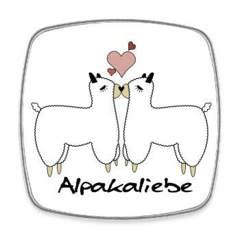 Alpaka Liebe Design - Viereckiger Kühlschrankmagnet - Weiß - Vorne