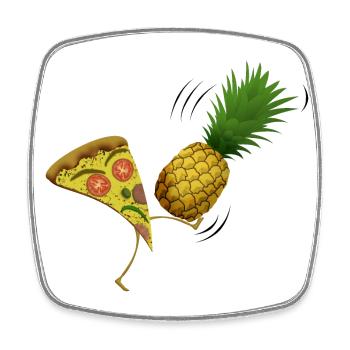 Pizza sans ananas - Magnet carré - blanc - Devant