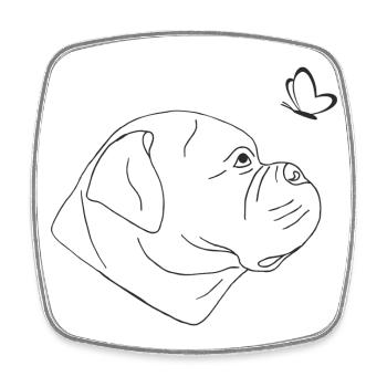 Old English Bulldog mit Schmetterling - Viereckiger Kühlschrankmagnet - Weiß - Vorne