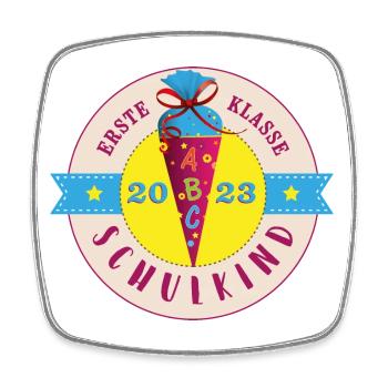 Schulkind 2023 Erste Klasse Label - Viereckiger Kühlschrankmagnet - Weiß - Vorne