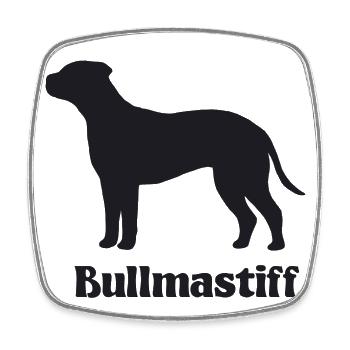 Bullmastiff Silhouette - Viereckiger Kühlschrankmagnet - Weiß - Vorne