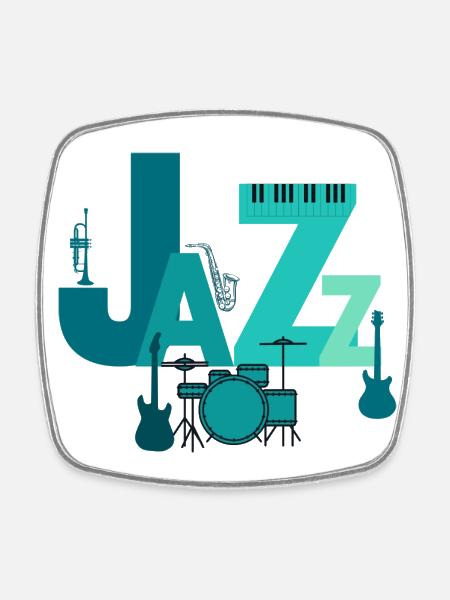 Jazz - Viereckiger Kühlschrankmagnet - Weiß