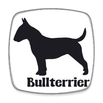 Bullterrier Silhouette - Viereckiger Kühlschrankmagnet - Weiß - Vorne