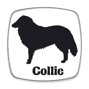 Collie Silhouette - Viereckiger Kühlschrankmagnet - Weiß - Vorne