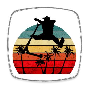 Stunt Scooter Palms - Square fridge magnet - white - Front