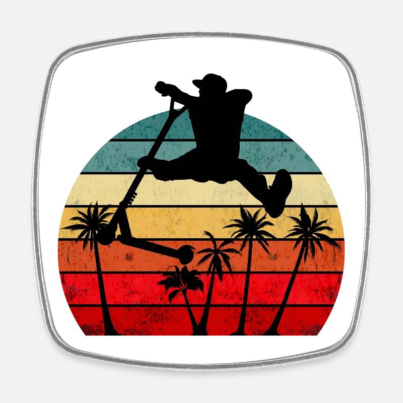 Stunt Scooter Palms - Square fridge magnet - white