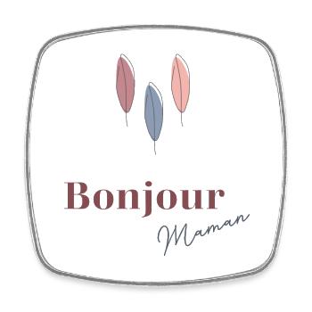 BONJOUR MAMAN - Square fridge magnet - white - Front
