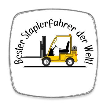 Staplerfahrer gelb beste Staplerfahrer der Welt - Viereckiger Kühlschrankmagnet - Weiß - Vorne