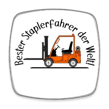 Staplerfahrer orange beste Staplerfahrer der Welt - Viereckiger Kühlschrankmagnet - Weiß - Vorne