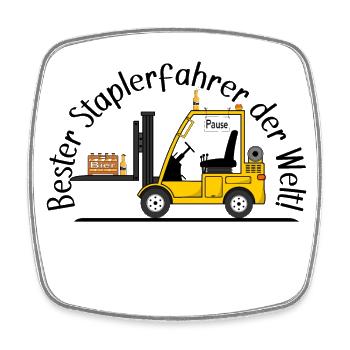 Staplerfahrer mit Bier beste Staplerfahrer - Viereckiger Kühlschrankmagnet - Weiß - Vorne