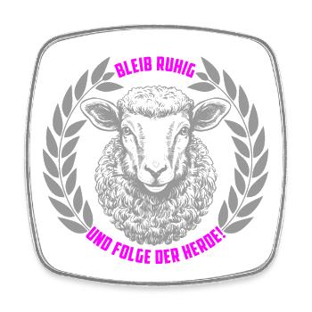 Schaf bleib ruhig und folge der Herde - Viereckiger Kühlschrankmagnet - Weiß - Vorne