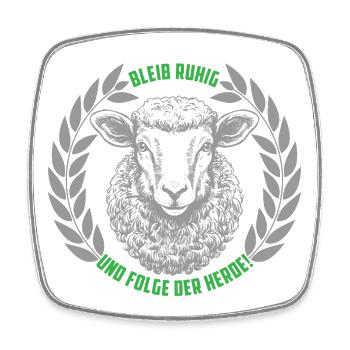 Schaf bleib ruhig und folge der Herde - Viereckiger Kühlschrankmagnet - Weiß - Vorne