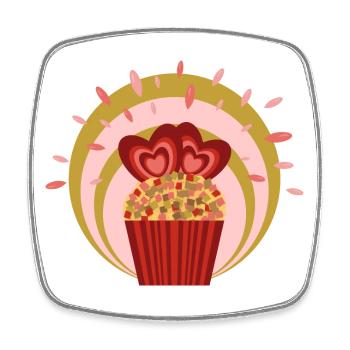 Rhabarber Kuchen Liebe mit viel Herz. - Viereckiger Kühlschrankmagnet - Weiß - Vorne