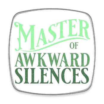 Master of awkward silences in green - Square fridge magnet - white - Front