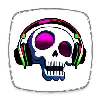 Crazy Skull with Headphones Art - Square fridge magnet - white - Front