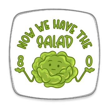 80 Now we have the salad - Geschenk 80. Geburtstag - Viereckiger Kühlschrankmagnet - Weiß - Vorne