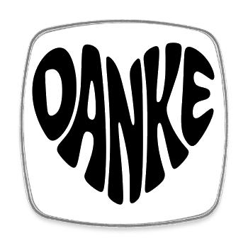 Danke - Herzform - Herz Form - Danke sagen - Viereckiger Kühlschrankmagnet - Weiß - Vorne