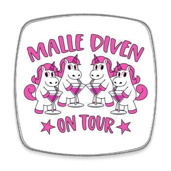 Malle Diven On Tour Mallorca Sprüche Einhorn Party - Viereckiger Kühlschrankmagnet - Weiß - Vorne