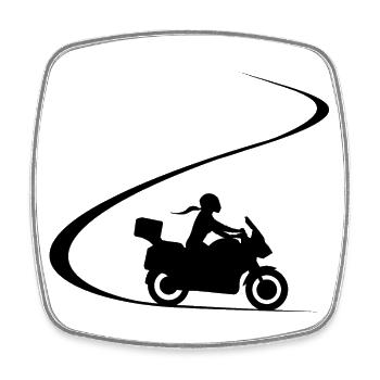 Kurve Tourer Motorradfahrerin Bikerin Reiseenduro - Viereckiger Kühlschrankmagnet - Weiß - Vorne