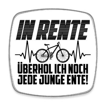 Rente Fahrrad Ente Spruch Rentner - Viereckiger Kühlschrankmagnet - Weiß - Vorne