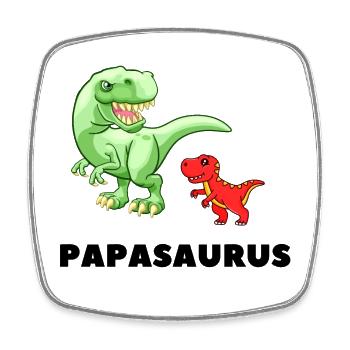 Papa Vater Geburt Vaterschaft Papasaurus - Viereckiger Kühlschrankmagnet - Weiß - Vorne