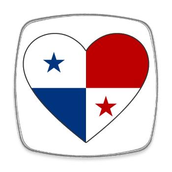 Panama Flagge Herz - Viereckiger Kühlschrankmagnet - Weiß - Vorne